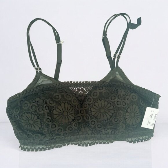 NWT Aerie Dark Green Real Power Wireless Push Up Joy Convertible Lace Bra  32C - Picture 7 of 11